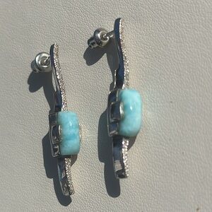 Elegant Silver and Larimar Earrings